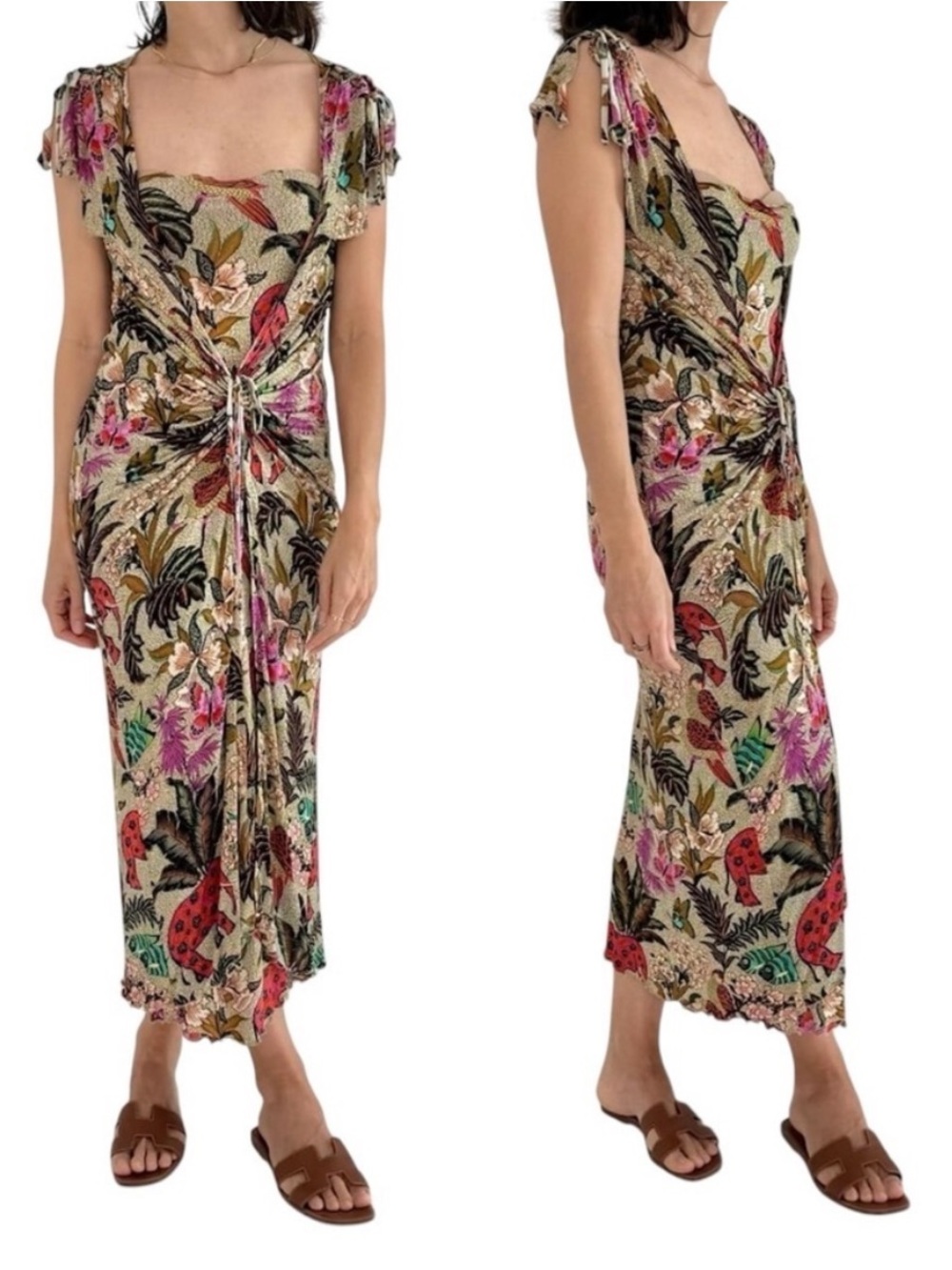 ETRO MILANO Fauna and Flora Multicolor Animal Print Midi Maxi Dress